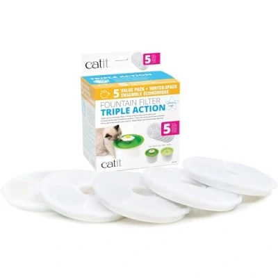Image of Genuine Catit Fountain Filters for 3 Litre Flower Fountain, Fresh and Clear Fountains Only, Pack of 5