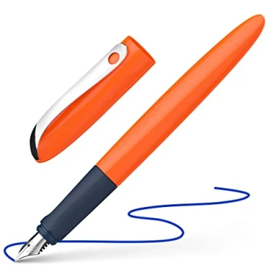 Image of Schneider 162116 Wavy Fountain Pen for Right and Left Handed Users with Beginner Nib Orange