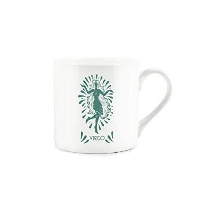 Image of Purely Home Virgo Star Sign Mug Dark Green &amp; White Bone China Coffee/Tea Present Zodiac Gift