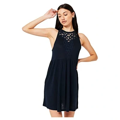 Image of Superdry Women&#039;s Vintage LACE Racer Dress Casual, Eclipse Navy, M
