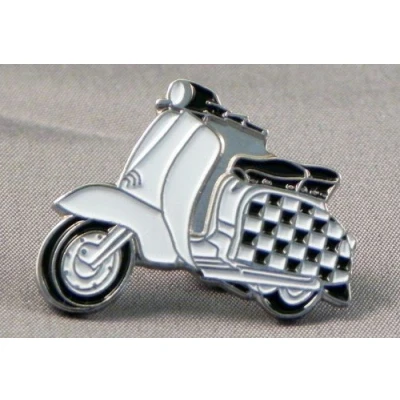Image of Metal Enamel Pin Badge Brooch Scooter Lambretta Checkerboard Chequers