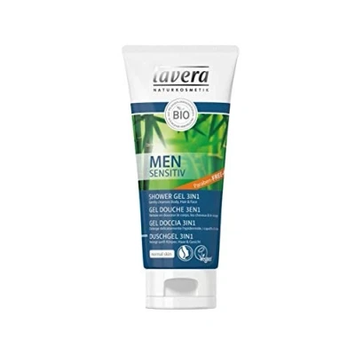 Image of lavera Men Sensitive Shower Gel 3in1 with Organic bamboo and guarana Vegan Skin Care Natural &amp; Innovative Cosmetics 200 ml
