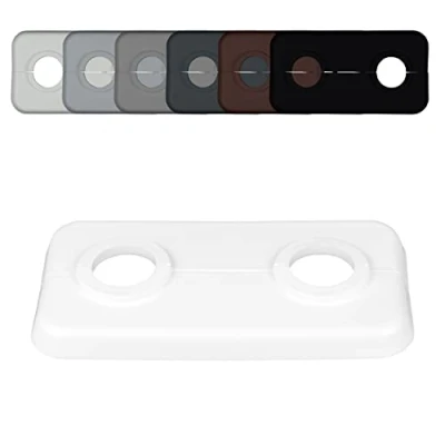 Image of Pack of 5 Pieces Twin Double Radiator Pipe Collars, for diameters: 12mm 14mm 15mm 16mm 17mm 18mm 19mm 21, 3mm; Heating Hole Covers/Rings/Surrounds/Roses, White Plastic (15mm)