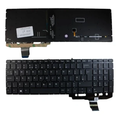 Image of Power4Laptops UK Layout With Pointer Backlit Black Replacement Laptop Keyboard Compatible HP EliteBook 850 G7