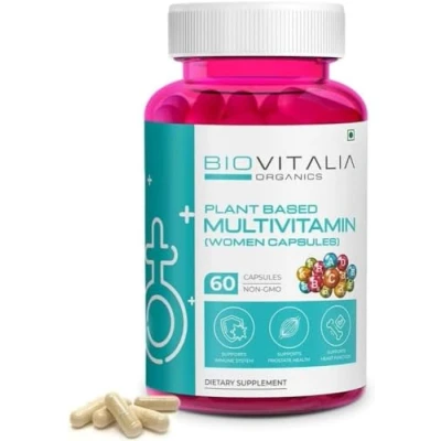 Image of Biovitalia Multivitamin Capsule for Women Dietary Supplement Supports Immune System Energy Booster &amp; Bone Health Gluten Free 60 Vegan Capsules