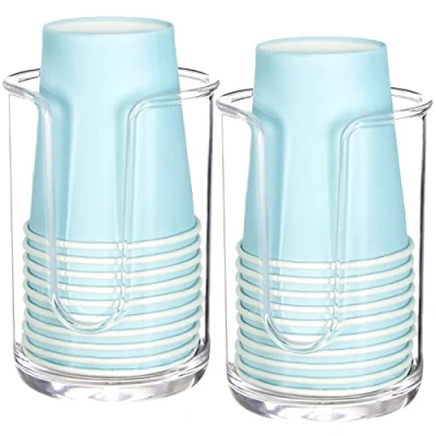 Image of Youngever 2 Pack Plastic Disposable Paper Cup Dispenser, Re usable Dispenser Holder (Clear)