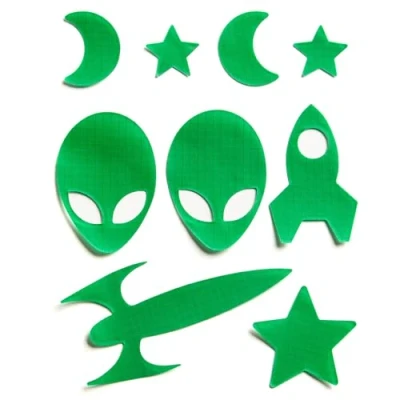 Image of Space Self Adhesive Down Jacket Repair Patches Waterproof, Tear Resistant, Pre Cut Nylon for Quick Repairs 9 Piece Set Coats, Sleeping Bags, Tents, &amp; Outdoor Gear Mid Green