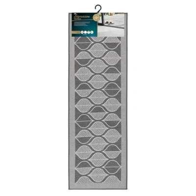 Image of JVL Expression Machine Washable Entrance Runner Doormat, 50x150cm Leaves