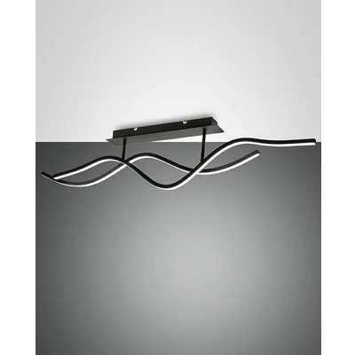 Image of Sinuo Integrated LED Semi Flush Light Black Glass