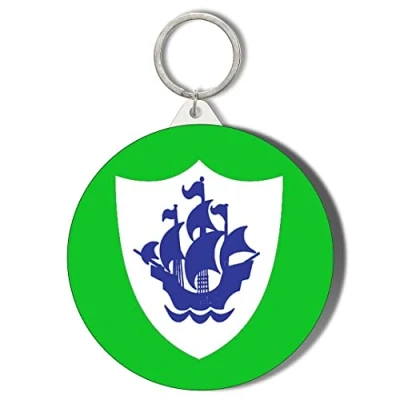 Image of Gift Insanity BLUE PETER BADGE GREEN BACKGROUND 58mm Large Keyring