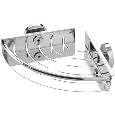 Image of Tiger Boston Corner Shower Basket, Stainless Steel Polished, 19.5 x 5 cm