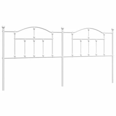 Image of vidaXL Classic White Metal Headboard Powder Coated Steel Frame with Sturdy Legs Provides Great Back Support Elegant Bedroom Furniture