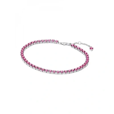 Image of Pandora Silver Sparkling Pink Tennis Bracelet