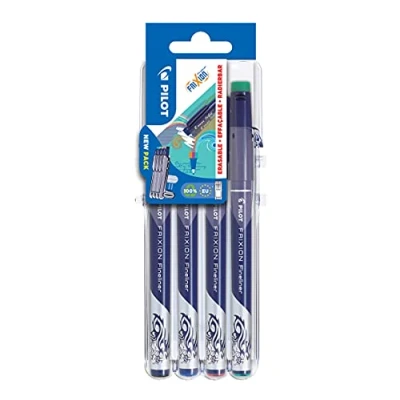 Image of PILOT FriXion Erasable Fineliner Set of 4 Black, Blue, Red, Green Fine Point