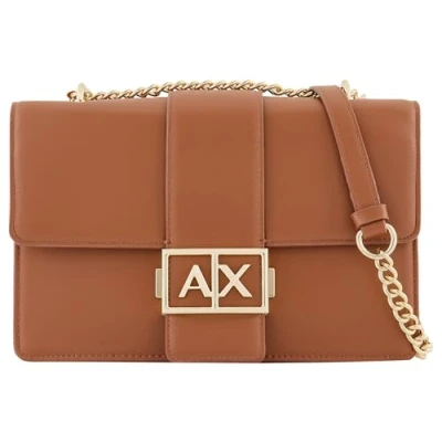Image of Armani Exchange Women&#039;s Jodie, Sustainable, Gold Chain Shoulder Strap Crossbody m, Whisky Brown, one_Size