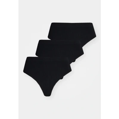 Image of Lindex Seamless Thong HIGH 3 PACK Thong, Women&#039;s, Size: XS, Black