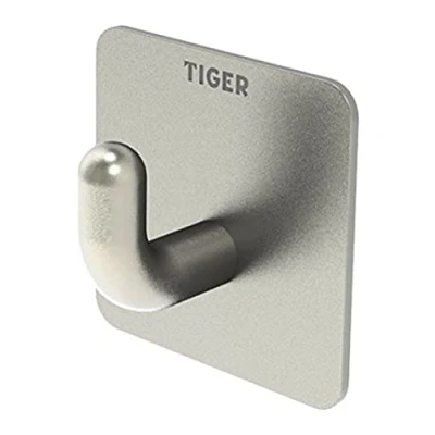 Image of Tiger Adhesive Hook, Metal, Brushed Stainless Steel, 26x40x40mm