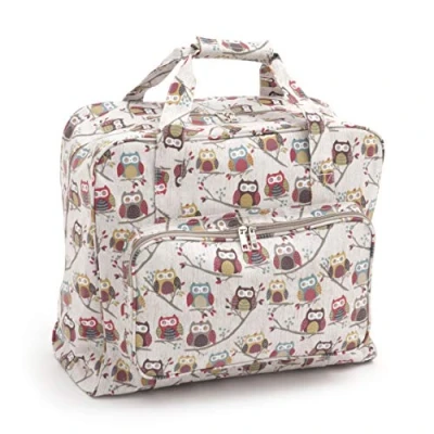 Image of HOBBYGIFT Sewing Machine Carry Case in Matt PVC, Storage for Machines and Accessories, Large Capacity, a contemporary design, Hoot, 43 x 37 20cm