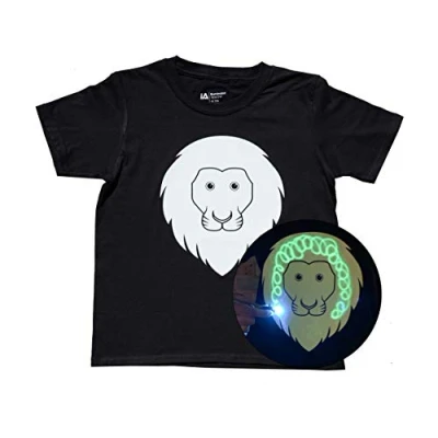 Image of Illuminated Apparel Interactive Glow in The Dark T Shirt Fun for Birthday Parties &amp; Festivals Light up Night (7 8 Years, Lion)