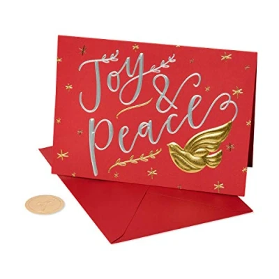 Image of Papyrus Boxed Christmas Cards with Envelopes, Warmest Wishes this Holiday Season, Joy &amp; Peace (12 Count)
