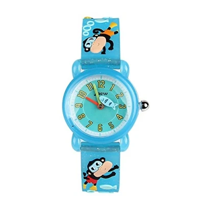 Image of ele ELEOPTION Children&#039;s Watch Waterproof 3D Cute Cartoon Design Round Dial Silicone Rubber Jelly Color Band Quartz Wristwatch for Little Xmas Girls Boy Kids Children (Cute Monkey, Blue)