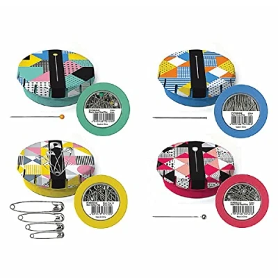 Image of Single 55mm Click Clack Round Haberdashery Pins Tin Cracker Filler Mini Gift