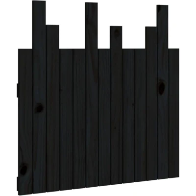 Image of vidaXL Wall Headboard Black 82.5x3x80 cm Solid Wood Pine
