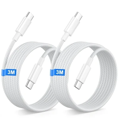 Image of iPhone 15 16 Charger Cable 3M 2Pack, USB C to for 16/15/15 Pro Max/15 Plus/Macbook/iPad, Long Type Fast Charging Cable, Nylon Braided Lead Wire