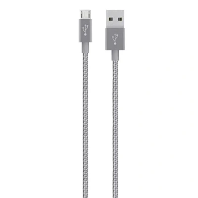 Image of Belkin F2CU021bt04 GRY Micro USB Cable 4 Feet 1.2 Metre for Samsung Galaxy, LG, Sony, Android Grey