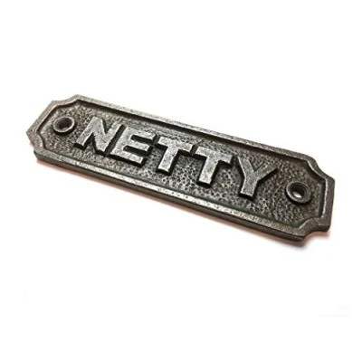 Image of Cast Iron NETTY (Toilet) sign 115mm x 33mm