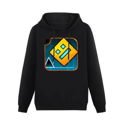 Image of QIANJIAOMEN Geometry Dash Game Logo Men&#039;s Hoodies Pullover Hoody Black Unisex Sweatershirt S