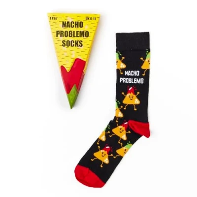 Image of Urban Eccentric Unisex Nacho Slice Socks Gift 1 Pair Cotton Rich Premium Novelty Gifts