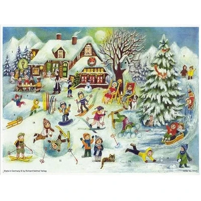 Image of Ski Hut During Last Winter Vacation Traditional Christmas Paper Advent Calendar