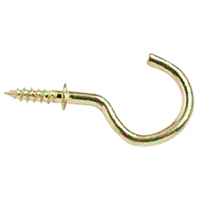 Image of Merriway BH03805 (20 Pcs) Electro Brass Plated Shouldered Cup Hooks, 15 mm Pack of 20 Pieces