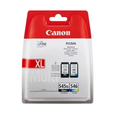 Image of Canon PG 545 XL CL 546 VALUE Pack of 2 cartridges (Black Colour XL) + 50 sheets 10x15cm Photo Paper Genuine (Plastic Pack)