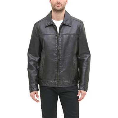 Image of Tommy Hilfiger Men&#039;s Classic Faux Leather Jacket, Dark Brown, L
