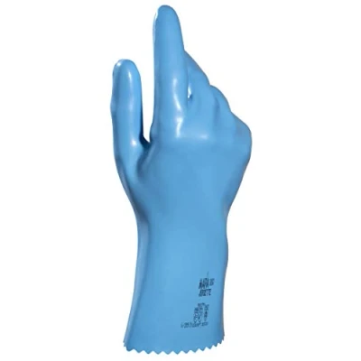 Image of MAPA Professional JERSETTE 300 Latex Chemical Gloves, Liquid Proof, Cleaning and Construction Blue, Size 6 Protective Gloves (1 Pair)