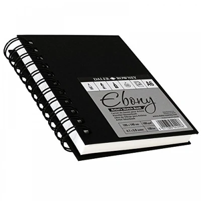 Image of Daler Rowney Ebony 160gsm A5 Portrait Drawing Sketchbook, Spiral Bound, 54 White Sheets, Ideal for Professional Artists &amp; Students