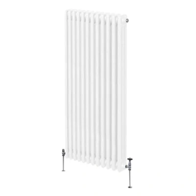 Image of Traditional 3 Column Radiator 1500mm x 562mm Modern Central Heating Heater Gloss White Carbon Steel Vertical Wall Mounted Kitchen Living Room Bathroom Cleaning Brush Fixing Kit &amp; Brackets