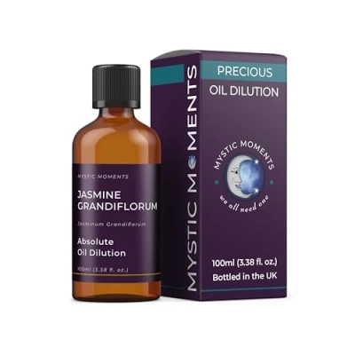 Image of Mystic Moments Jasmine Grandiflorum Absolute Precious Oil Dilution 100ml 3% Jojoba Blend Perfect for Massage, Skincare, Beauty and Aromatherapy