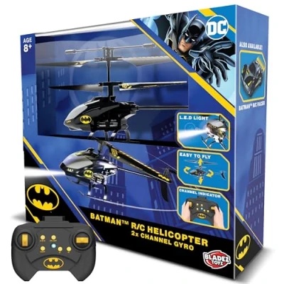 Image of BLADEZ Batman R/C Helicopter 2 Channel Gyro Helicopter, DC Comics, RC with Control, Easy to Fly lights, Crash Proof, Licensed Toy for kids, Toyz