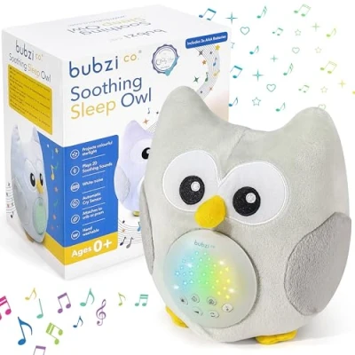 Image of Baby Soother Cry Activated Sensor Toys Owl White Noise Sound Machine, Toddler Sleep Aid Night Light, Unique Girl Gifts &amp; Boy Gifts, Woodland Portable New Gift Gender Neutral