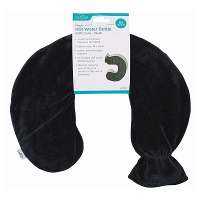 Image of Black Neck Hot Water Bottle &amp; Cover By Ashley