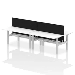 Image of Air B2B 1600x800mm Adjustable 4P Bench Desk CP White/Silver + Screen