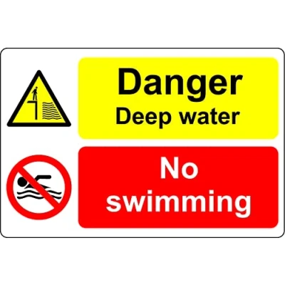 Image of Danger deep water no swimming Safety sign 3mm Aluminium (300mm x 200mm)