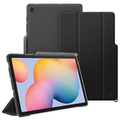 Image of FINTIE SlimShell Case for Samsung Galaxy Tab S6 Lite 10.4 Inch 2024/2022/ 2020, Lightweight Stand Translucent Frosted Back Cover with S Pen Holder, Auto Wake/Sleep, Black