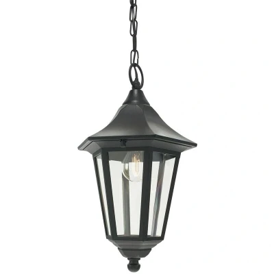 Image of Valencia 1 Light Outdoor Ceiling Chain Lantern Black IP54, E27