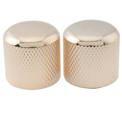 Image of Musiclily Pro Inch Fine 24 Splines Steel Dome Knobs Push on Control Knob 19mm for USA Electric Guitar or Bass, Gold (Set of 2)