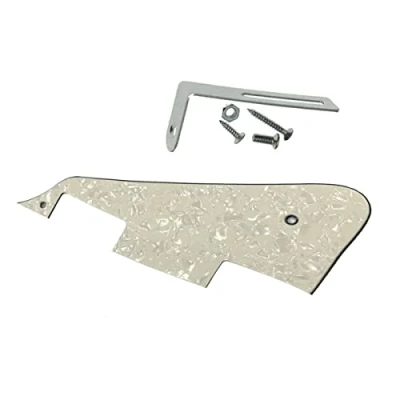Image of Dopro Aged Pearl LP Guitar Pickguard with Chrome Bracket for Epiphone Les Paul