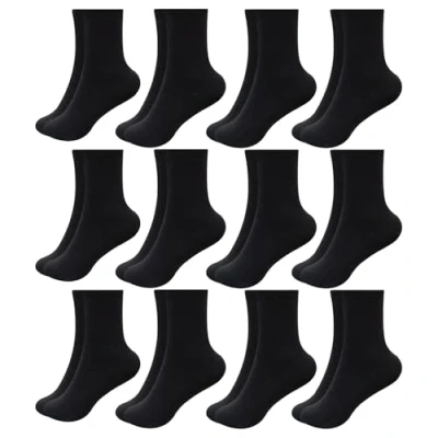Image of A2Z 4 Kids Girls Boys Thermal Socks Pack Of 12 Winter Warmth Thick Black 7 10